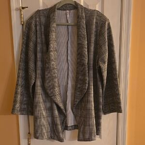 NY Collection Black and White Checkered Blazer